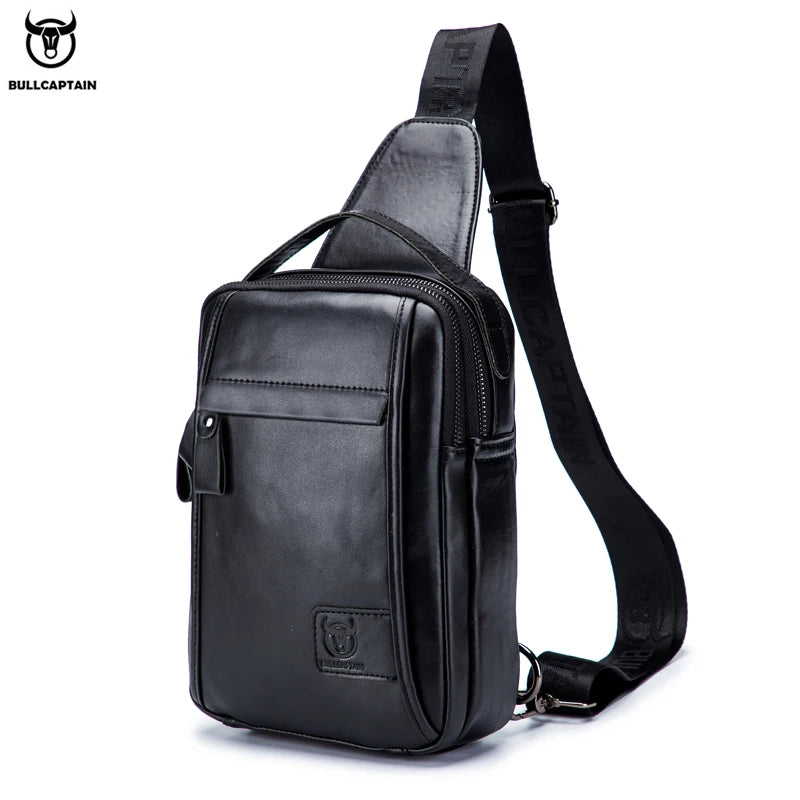 Genuine Leather Men'S Chest Bag Multi Function Bag Can Accommodate 7.9 Inch Ipai Pocket Fashion Men'S Crossbody Bag