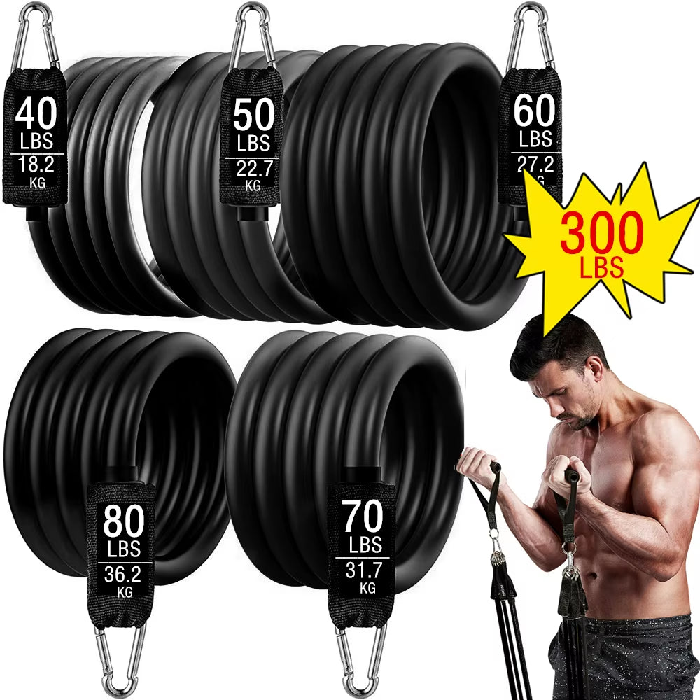 300Lb Fitness Booty Resistance Elastic Band Workout for Training Home Exercise Sport Gym Dumbbell Harness Set Expander Equipment