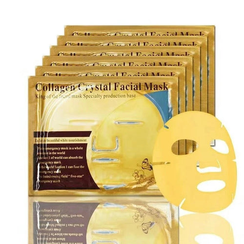 10Pcs Crystal Collagen Gold Face Masks Beauty Skin Care Big Mask Anti-Aging Hydrating Moisturizing Facial Mask for Face Care