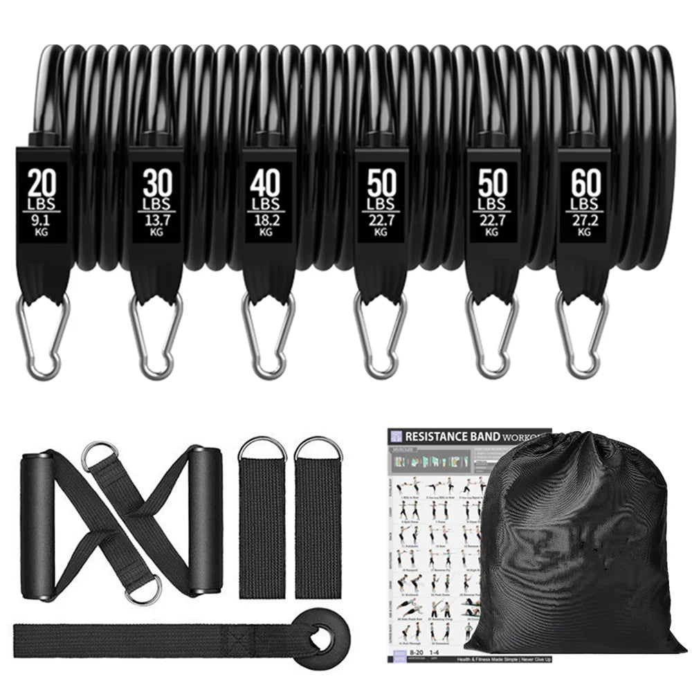 300Lb Fitness Booty Resistance Elastic Band Workout for Training Home Exercise Sport Gym Dumbbell Harness Set Expander Equipment