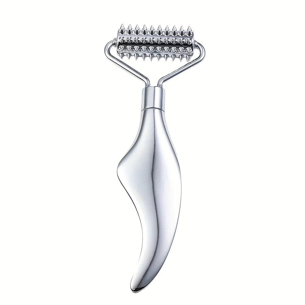 Gua Sha Facial Tools Face Roller Massage Skin & Stainless Steel Gua Sha 2-In-1 Suitable for Daily Skin Care of Body Face Neck