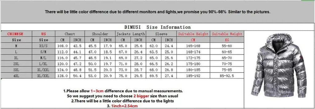 Winter Men'S Jackets Fashion Men Cotton Warm Parkas down Hoodies Coats Casual Outdwear Thermal Jackets Mens Clothing