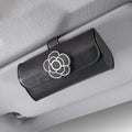 Camellia Flower Leather Car Glasses Holder Universal Sunglasses Case Sunshade Organizer Storage Box Auto Interior Accessories
