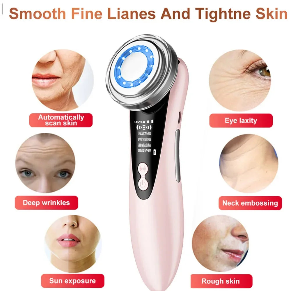 Ultrasonic Skin Scrubber Kit Vibration Face Spatula Blackhead Remover EMS LED Facial Massager Cavitation Peeling Facial Lifting