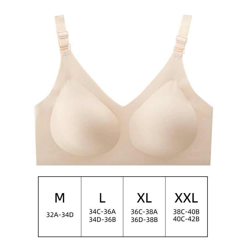 Women'S Seamless Bras Ladies Thin Style Jelly Color Soft Bra Wireless Underwear Comfortable Lingerie Deep V Gather