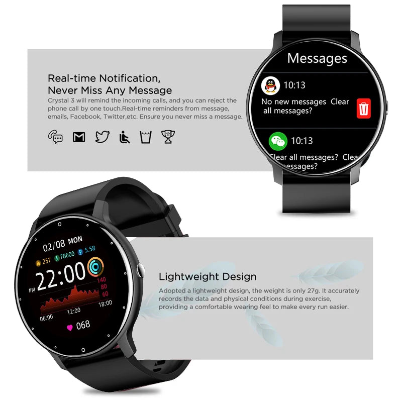 2026 New Smart Watch Men Full Touch Screen Sport Fitness Watch IP67 Waterproof Bluetooth for Android Ios Smartwatch Men+Box