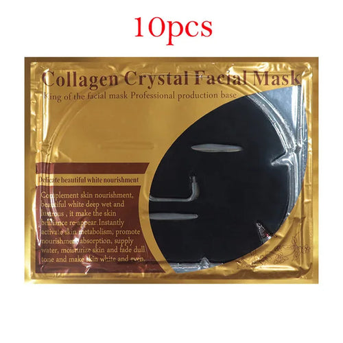 10Pcs Crystal Collagen Gold Face Masks Beauty Skin Care Big Mask Anti-Aging Hydrating Moisturizing Facial Mask for Face Care