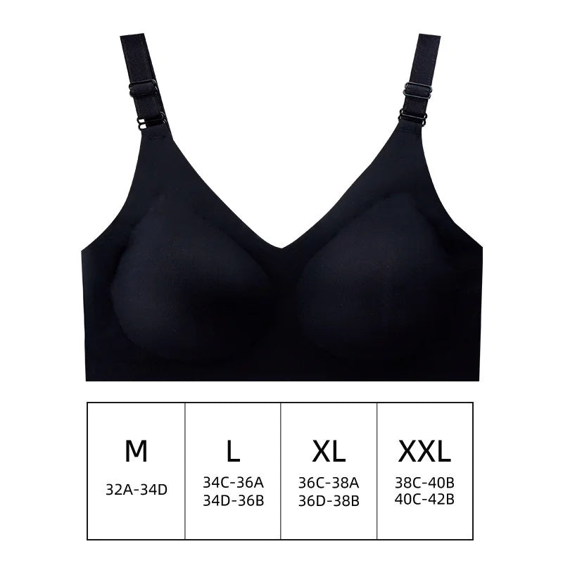 Women'S Seamless Bras Ladies Thin Style Jelly Color Soft Bra Wireless Underwear Comfortable Lingerie Deep V Gather