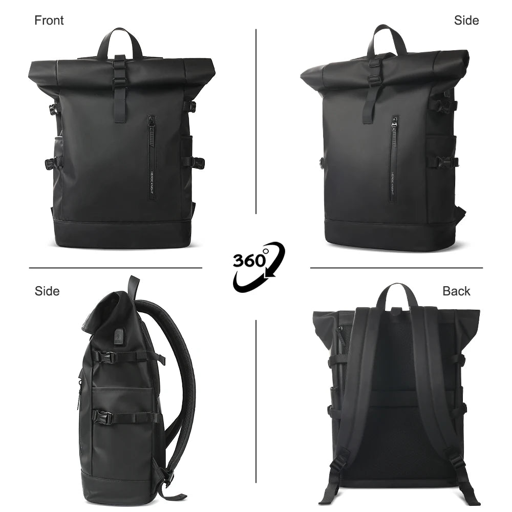 Expandable Travel Backpack Men Large Capacity Waterproof 15.6” Laptop Bag Hiking Rucksack Cycling Daypack Bag with USB Port