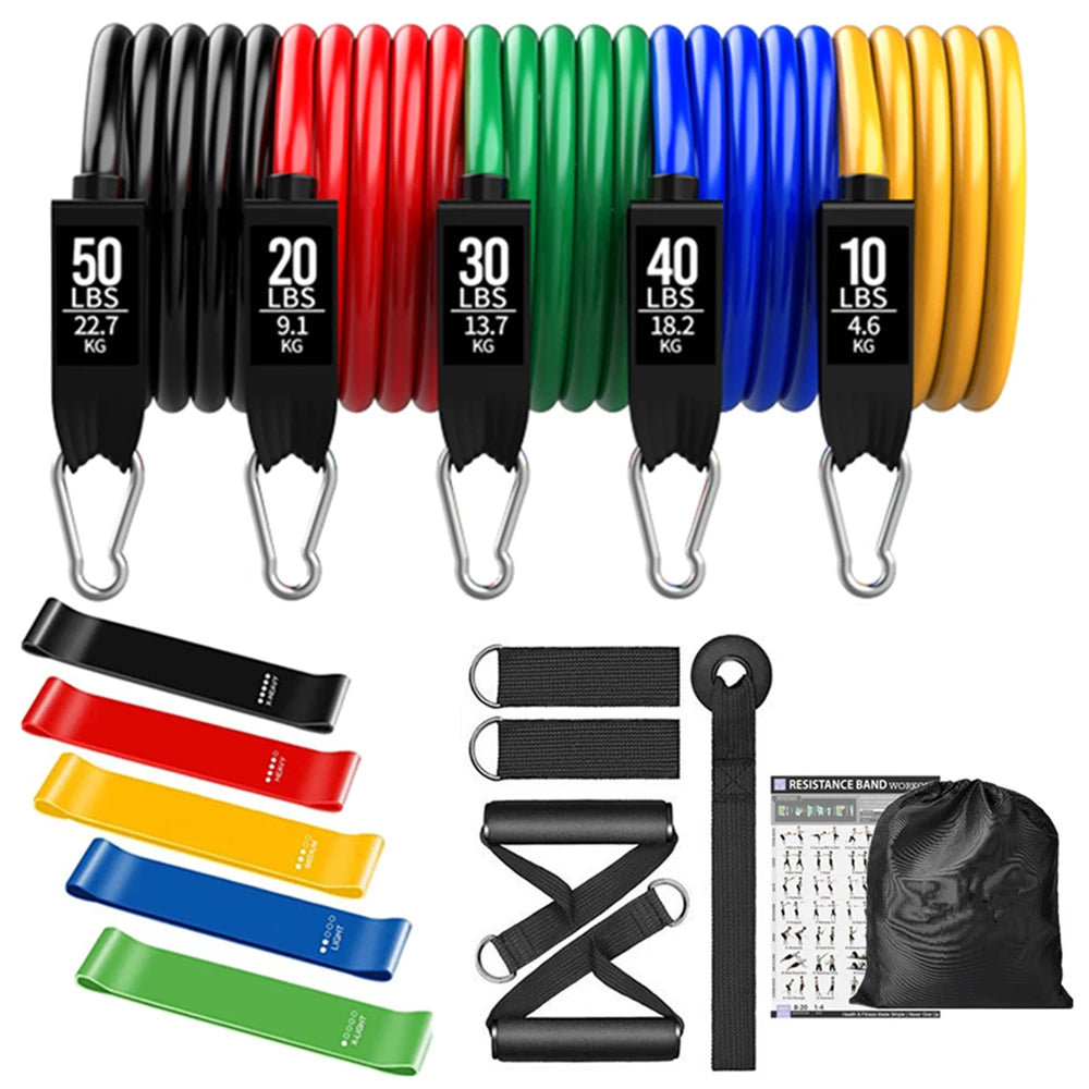 300Lb Fitness Booty Resistance Elastic Band Workout for Training Home Exercise Sport Gym Dumbbell Harness Set Expander Equipment
