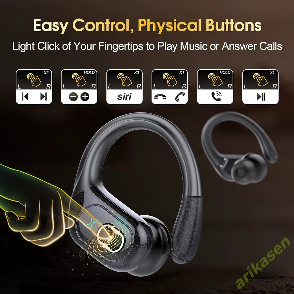 Bluetooth 5.3 Headphones 2024 Wireless Earbuds 75Hrs Sport Bluetooth Earphone with Noise Cancelling Mic IPX7 Waterproof Headsets