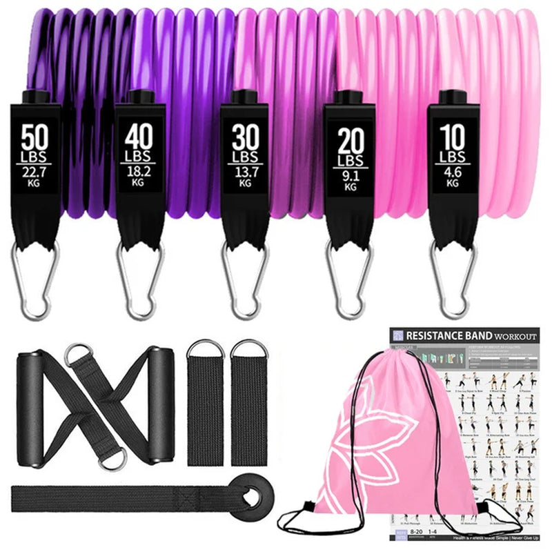 300Lb Fitness Booty Resistance Elastic Band Workout for Training Home Exercise Sport Gym Dumbbell Harness Set Expander Equipment